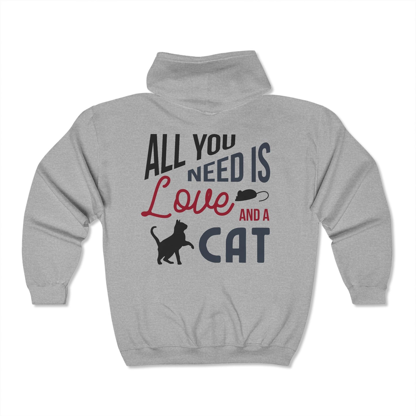 Love and a Cat - Full Zip Hooded Sweatshirt