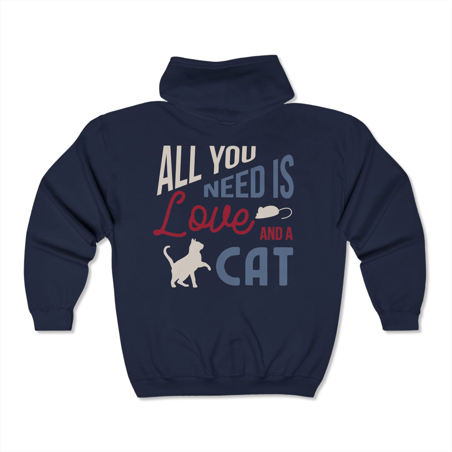 Love and a Cat - Full Zip Hooded Sweatshirt