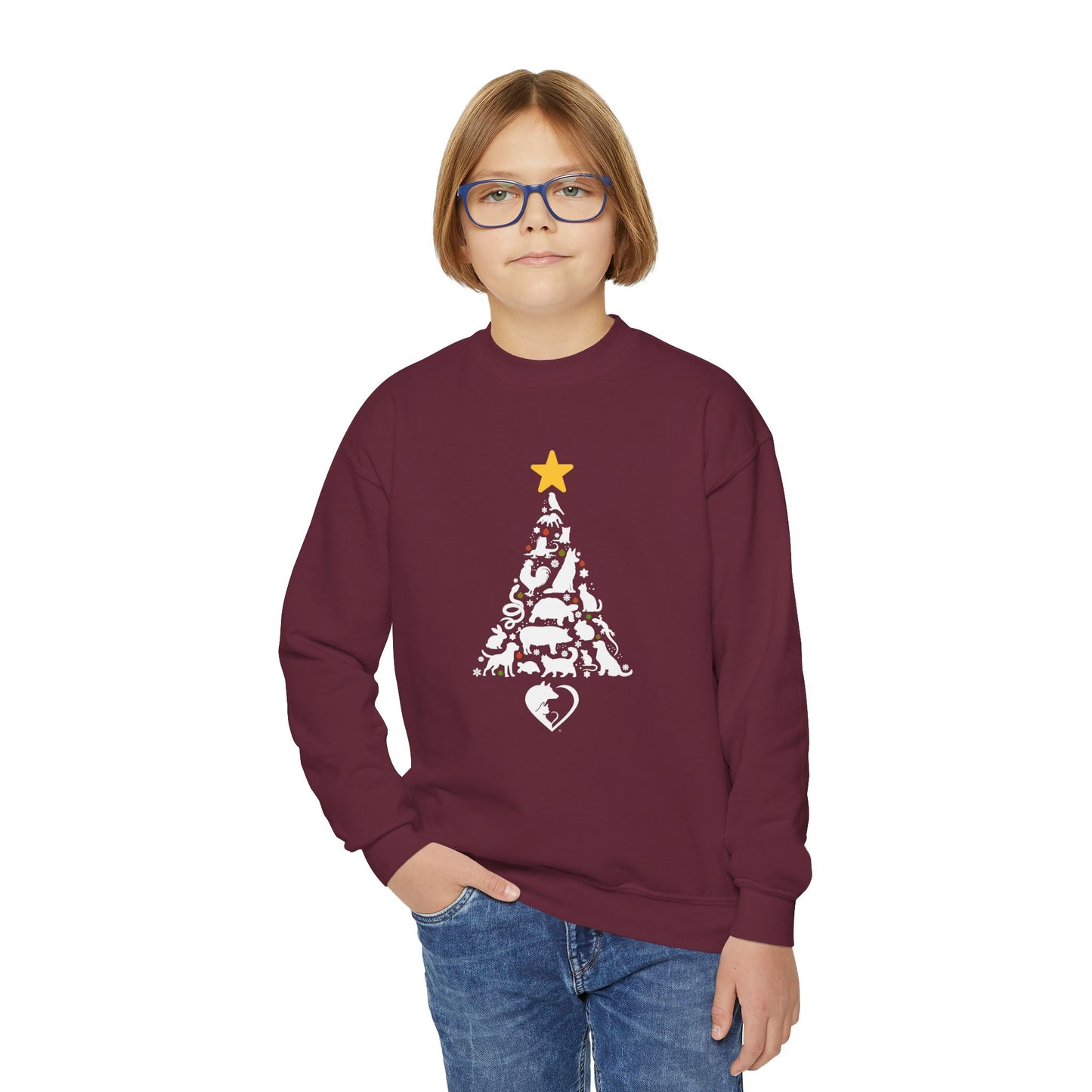 Christmas Pet Tree - Youth Crewneck Sweatshirt